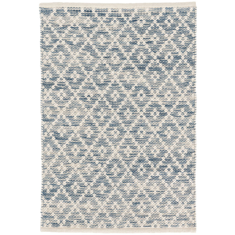 Dash and Albert Rugs Melange Diamond Handwoven Flatweave Cotton Blue